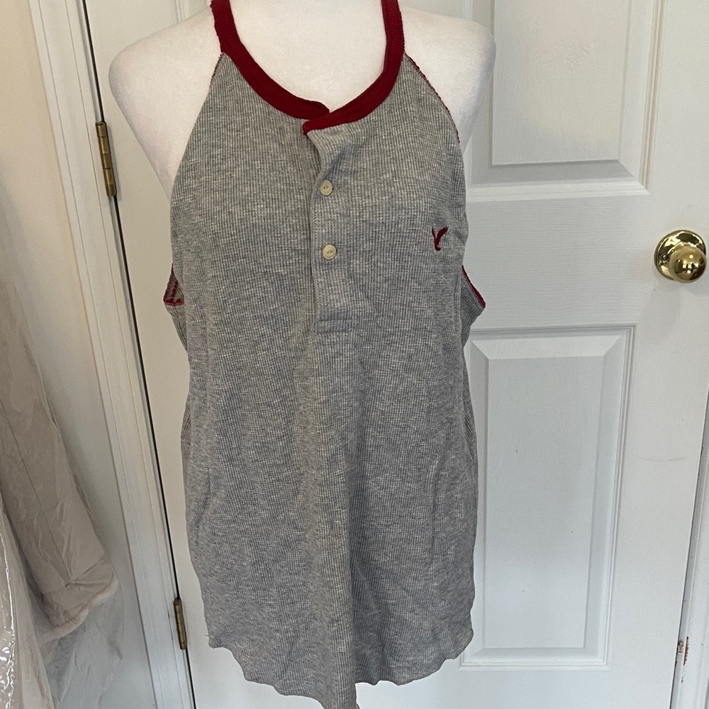 American Eagle Outfitters Gray and Red  Top Lg.